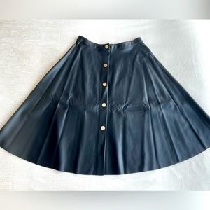 Zara A-Line Faux Leather Midi Skirt